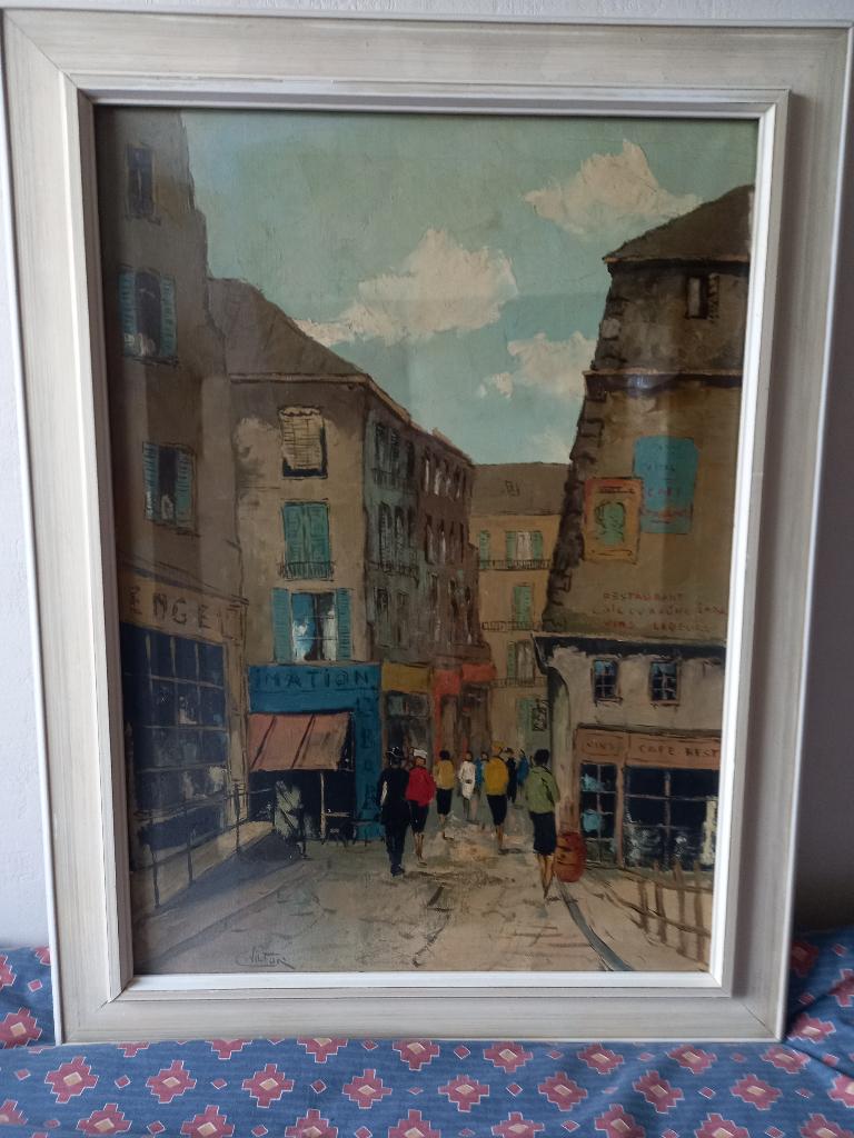 Schilderij (Parijs) op doek in kader, Antiek en Kunst, Ophalen