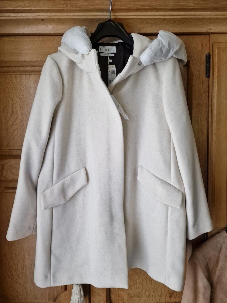 Nieuw wollen winterjas  Mango, Kleding | Dames, Jassen | Winter, Ophalen of Verzenden, Maat 42/44 (L), Wit