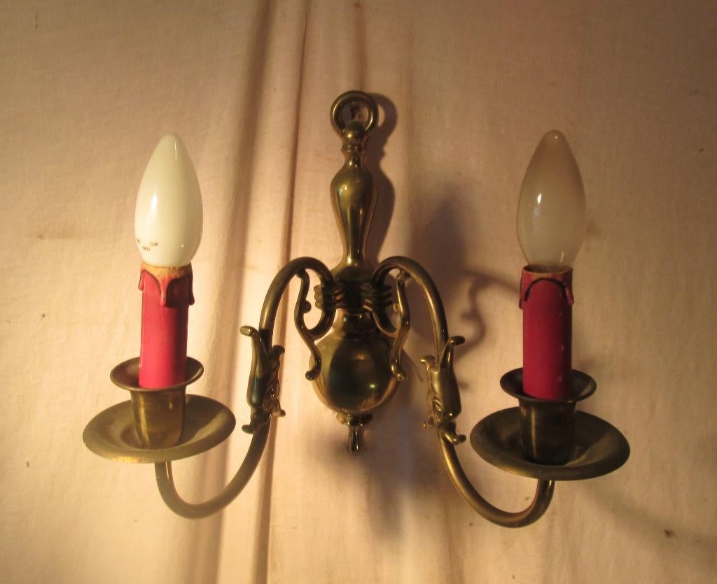 Belle applique murale rétro en cuivre avec 2 points lumineux, Enlèvement ou Envoi, Maison et Meubles