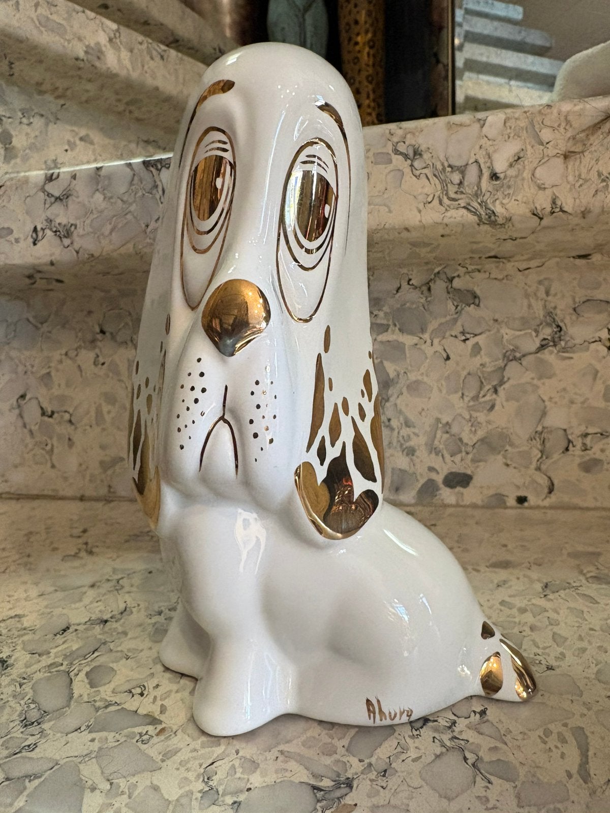 AHURA vintage keramiek BASSET HOUND beeld, Ophalen of Verzenden, Zo goed als nieuw