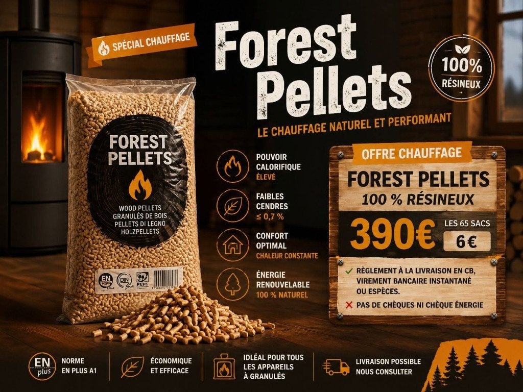 Palettes de Pellets 100 % résineux. Paiement à la livraison, 6 m³ ou plus, Envoi, Bûches