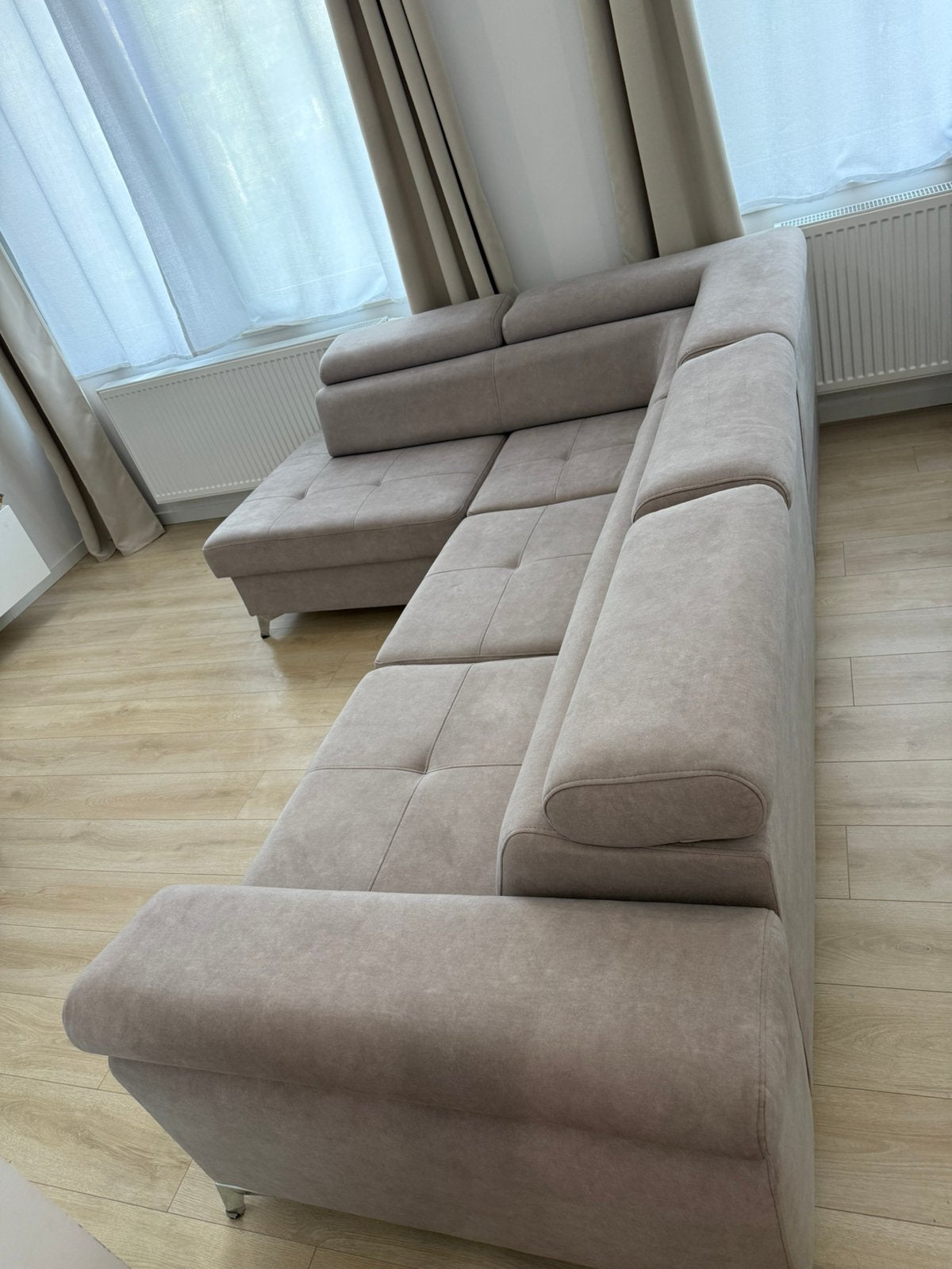 Canapé d’angle convertible avec rangement, table OFFERTE, Maison & Meubles, Enlèvement, Comme neuf, Tissus, Moderne / contemporain