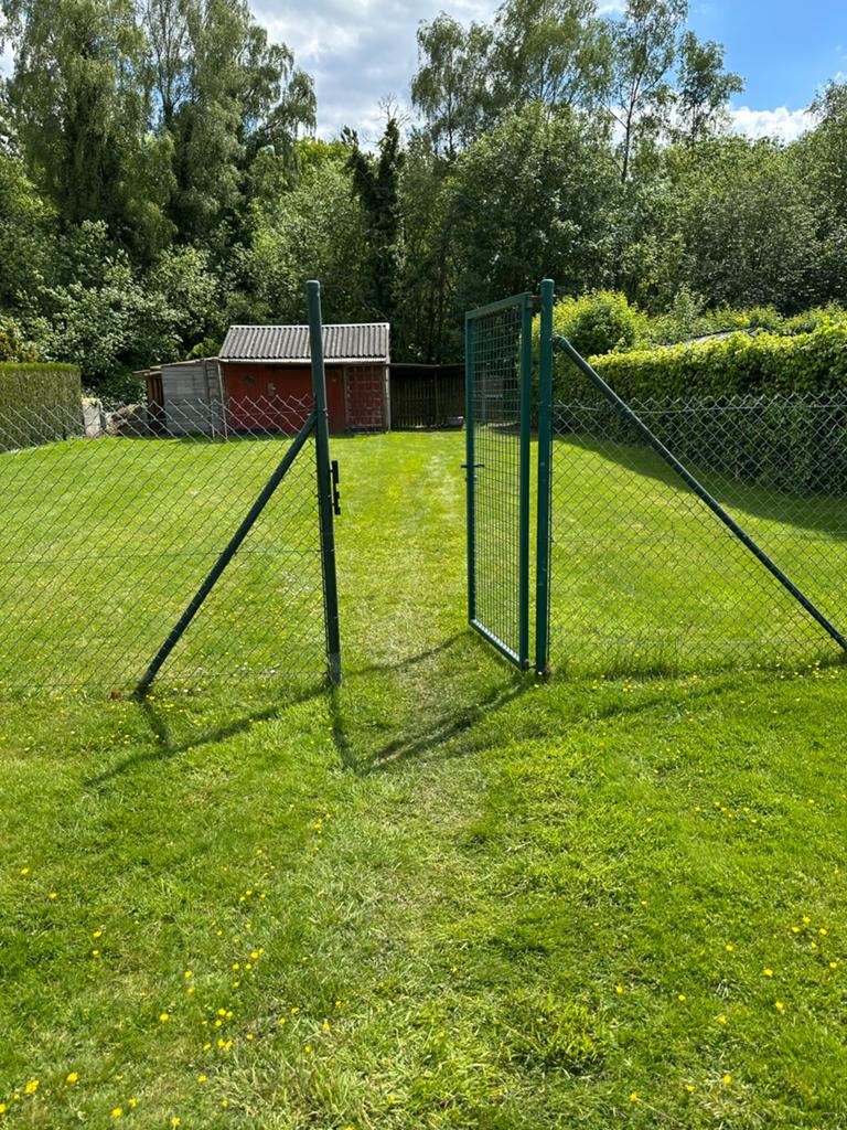 Tennisdraad met poort draadafsluiting, Tuin en Terras, Gaas en Draad, Ophalen, Gebruikt, 10 tot 20 meter, Draad