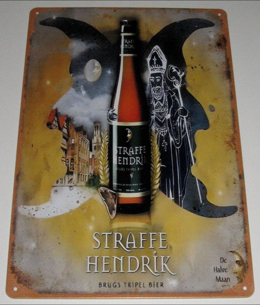 STRAFFE HENDRIK : Bord Straffe Hendrik - Brugs Tripel Bier, Verzamelen, Biermerken, Verzenden, Nieuw, Reclamebord, Plaat of Schild