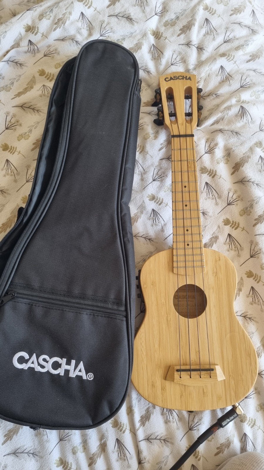 Ukulele cascha HH2312E bamboo Natural soprano + case, Enlèvement, Comme neuf, Autres types