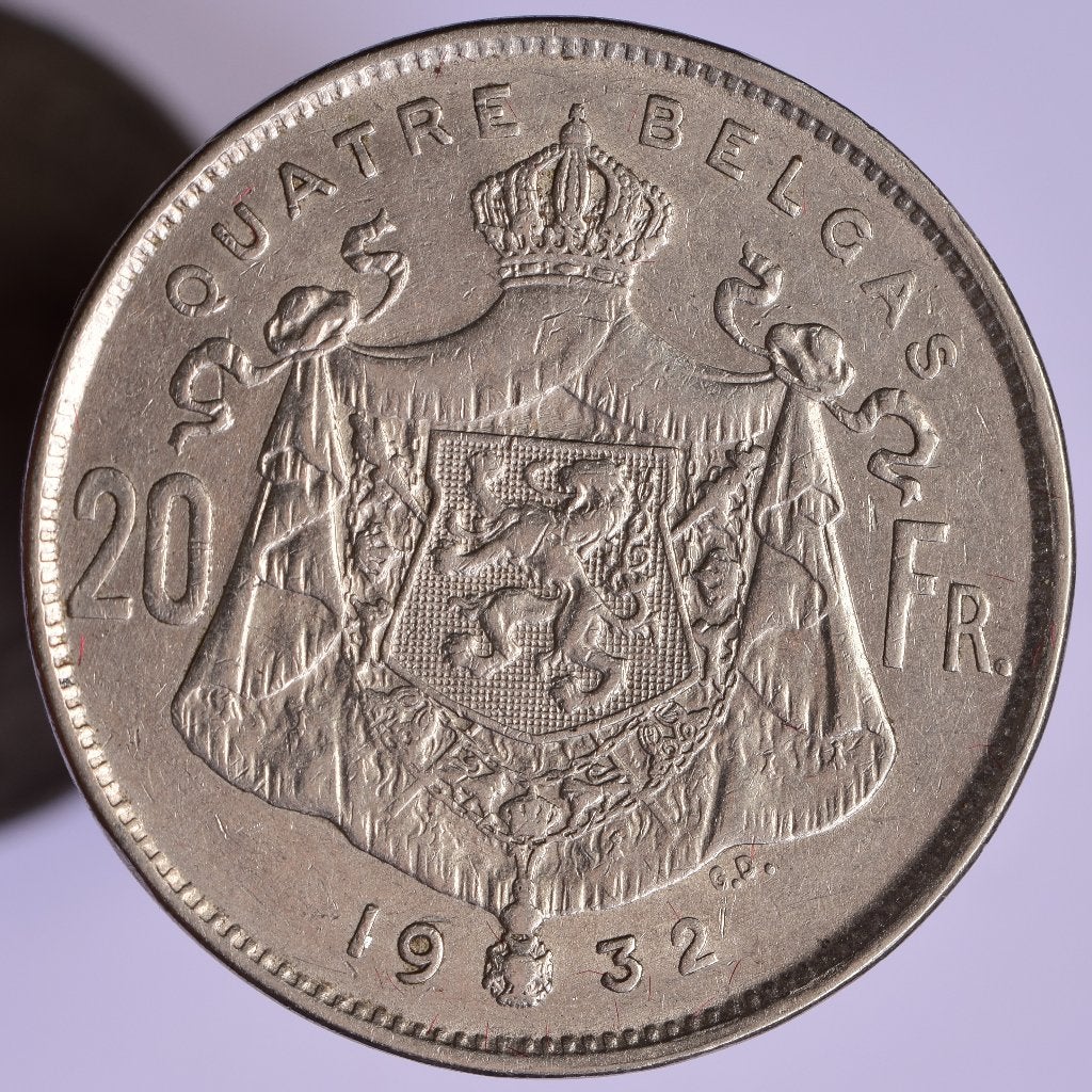 20 francs , 4 belgas 1932 FR pos.B, Postzegels en Munten, Munten | België, Verzenden, Overig, Losse munt