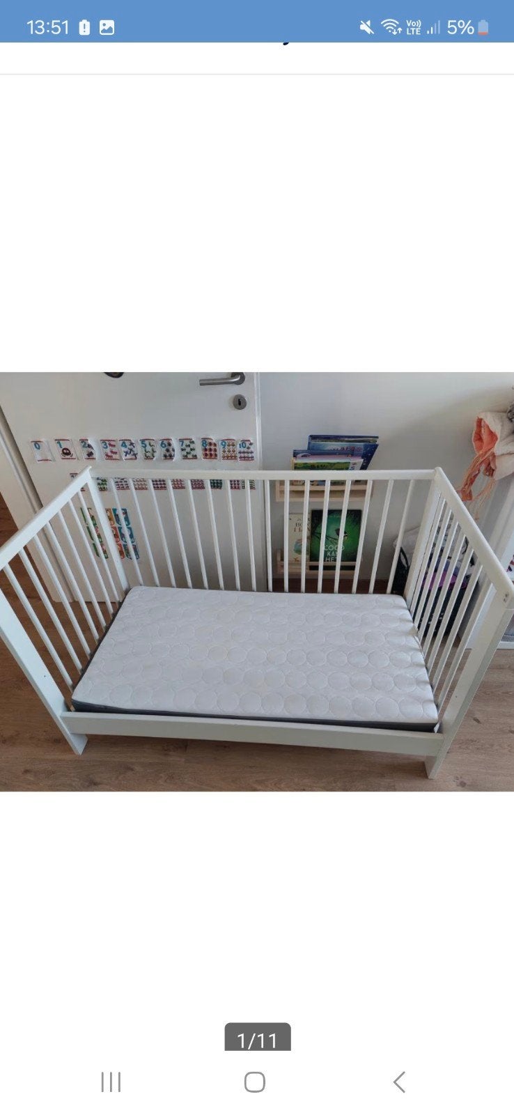 Ikea peuterbed 70x140cm, Ophalen, In hoogte verstelbaar