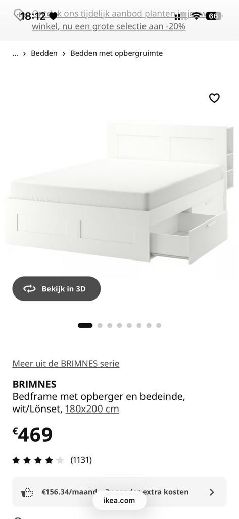 Brimnes bed 180x 200 als nieuw, Ophalen, Zo goed als nieuw