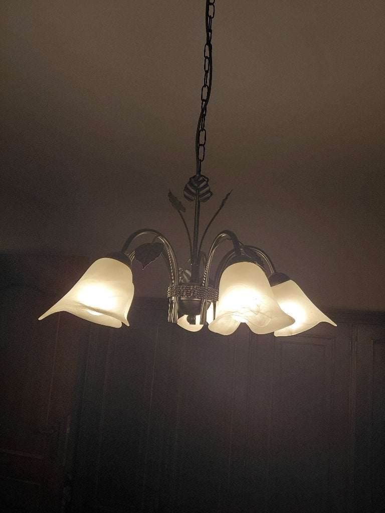 Nachtlamp  en luchter, Huis en Inrichting, Lampen | Tafellampen, Ophalen, Nachtlamp, Zo goed als nieuw, Zwart