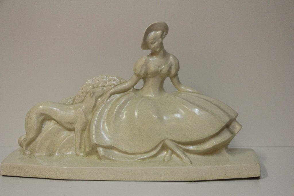 Art Deco Keramieken Beeld Lejan, Antiek en Kunst, Ophalen of Verzenden