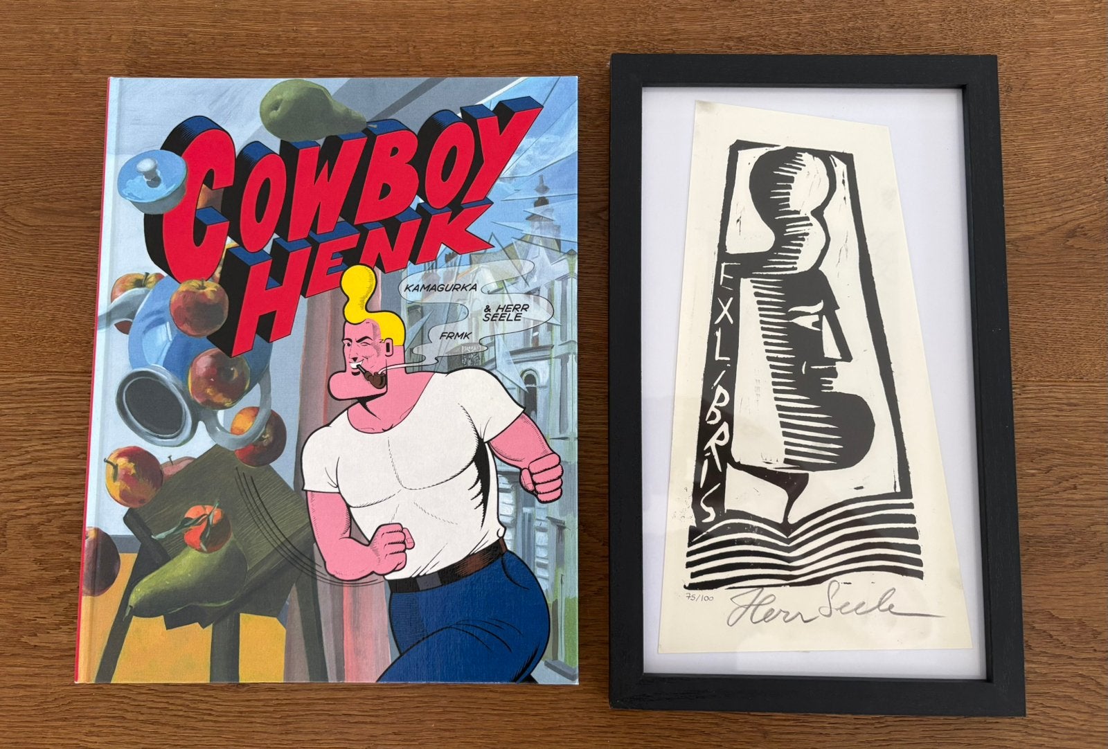 Stripboek en boekwijzer cowboy Henk, Antiquités & Art, Art | Autres Art, Enlèvement ou Envoi