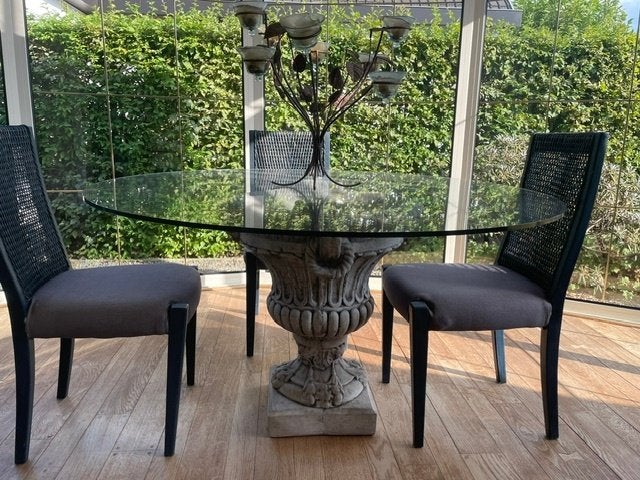 belle table ronde avec plateau en verre, Enlèvement, Utilisé