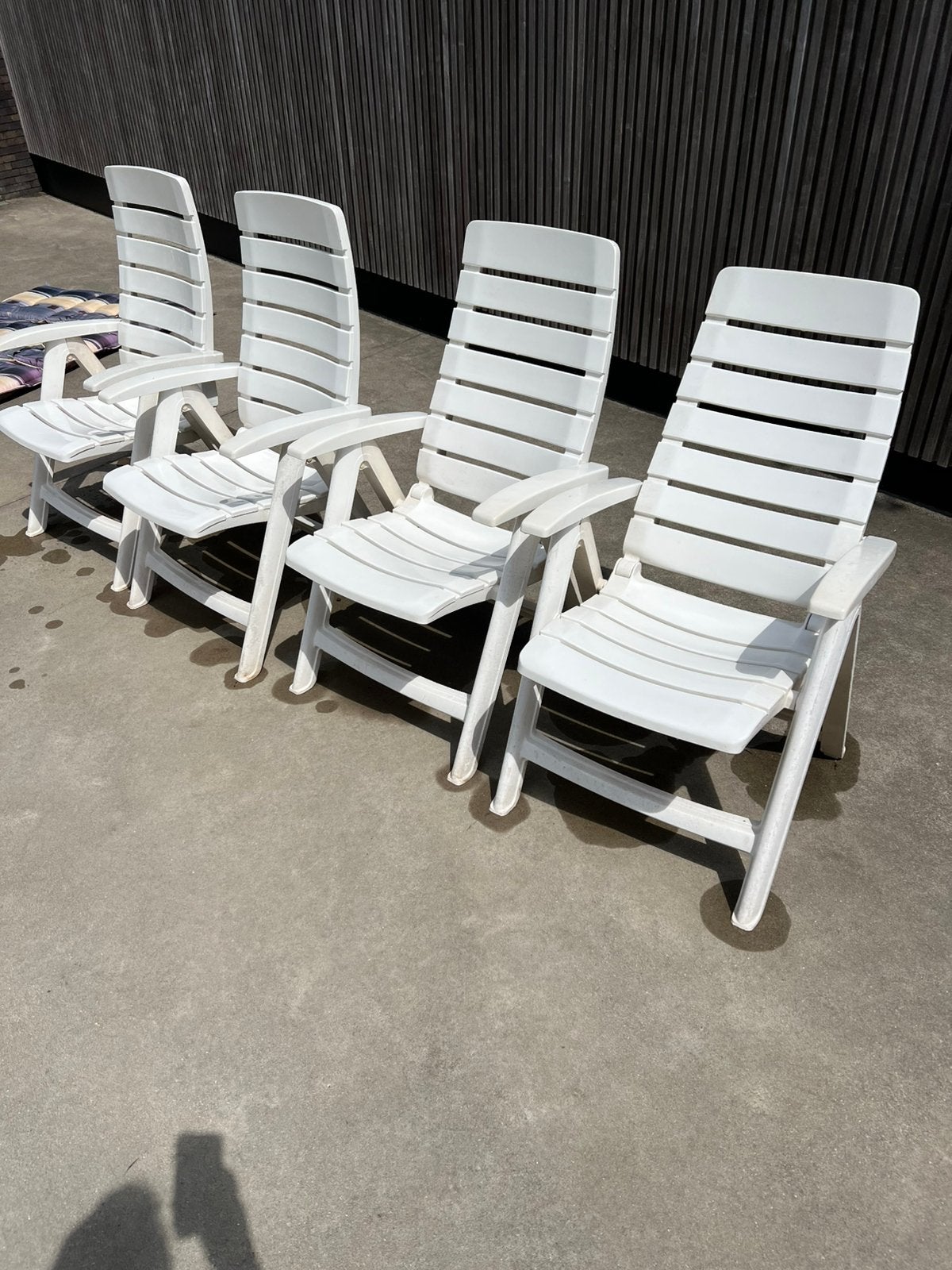 Tuinstoelen met kussens, Ophalen, Gebruikt, Kunststof, Inklapbaar
