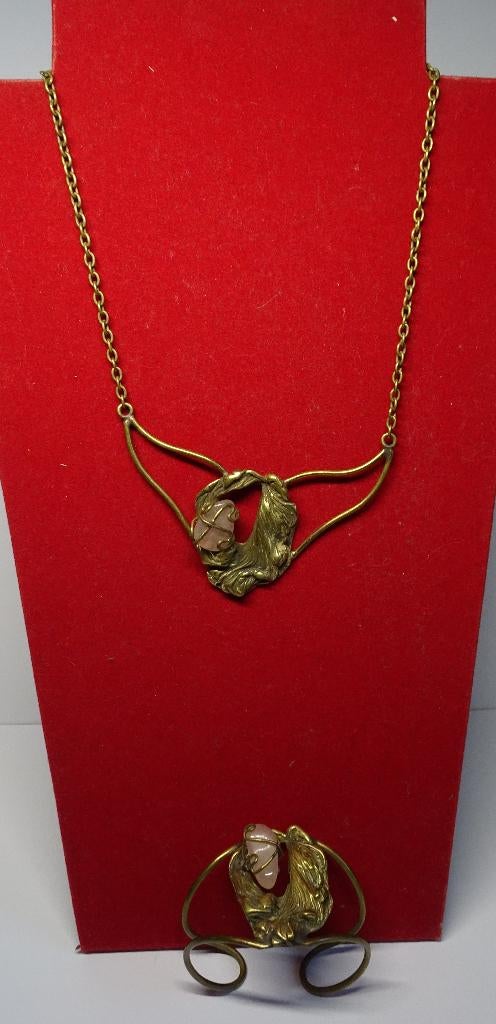ENSEMBLE COLIER - BRACELET CUIVRE / OPALINE, Bijoux, Sacs & Beauté, Enlèvement ou Envoi