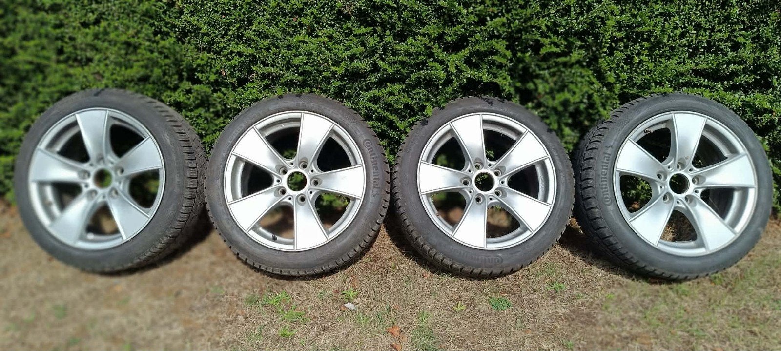 Continental winterbanden met aluminium velgen voor BMW 3-ser, Ophalen, Gebruikt, Banden en Velgen, 17 inch
