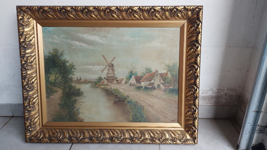 Schilderij van E. Vernin, Antiquités & Art, Panneau, Paysage, Signé, Enlèvement