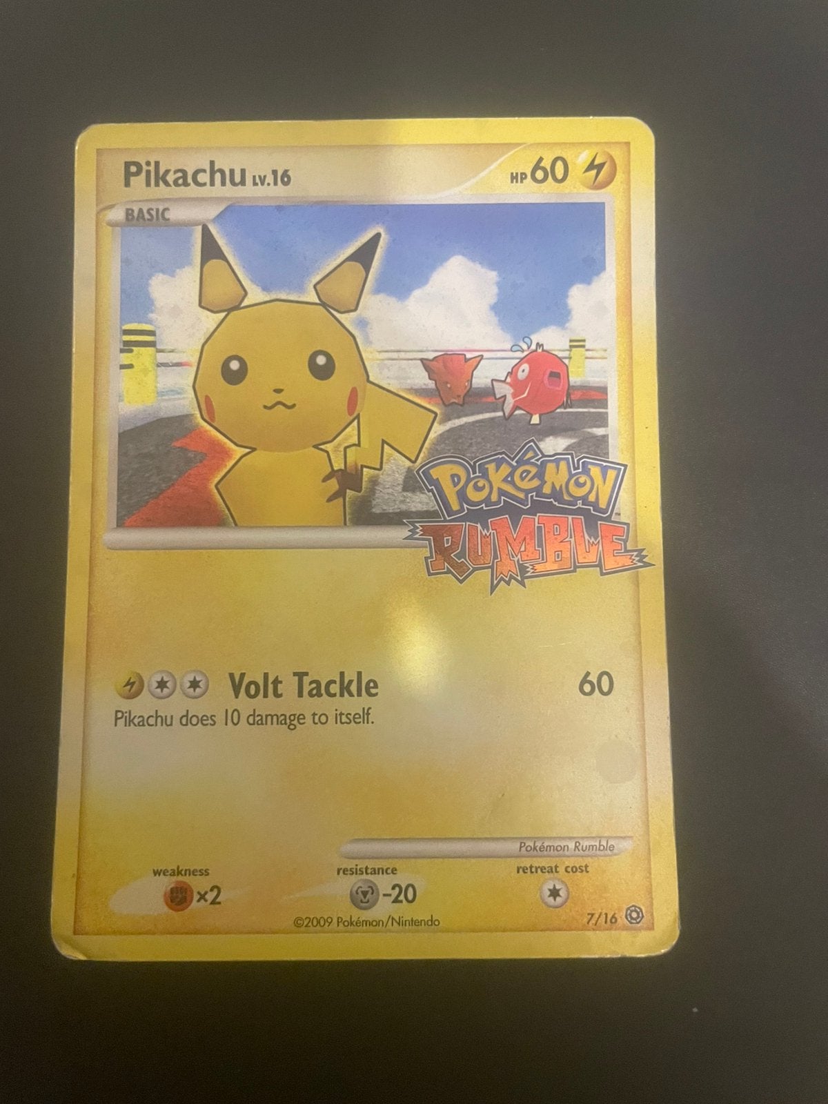 originele Pokémon Rumble Pikachu 7/16 uit 2009., Ophalen, Zo goed als nieuw, Losse kaart, Foil