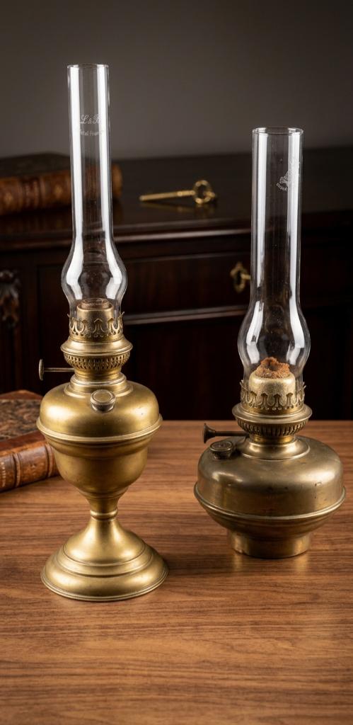 Set Antieke L&B Petroleumlampen - Origineel Kristal, Antiek en Kunst, Antiek | Servies compleet, Ophalen