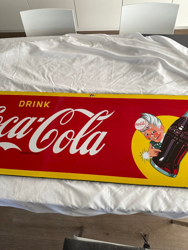 Reklame bord emaille Coca Cola 1949, Ophalen