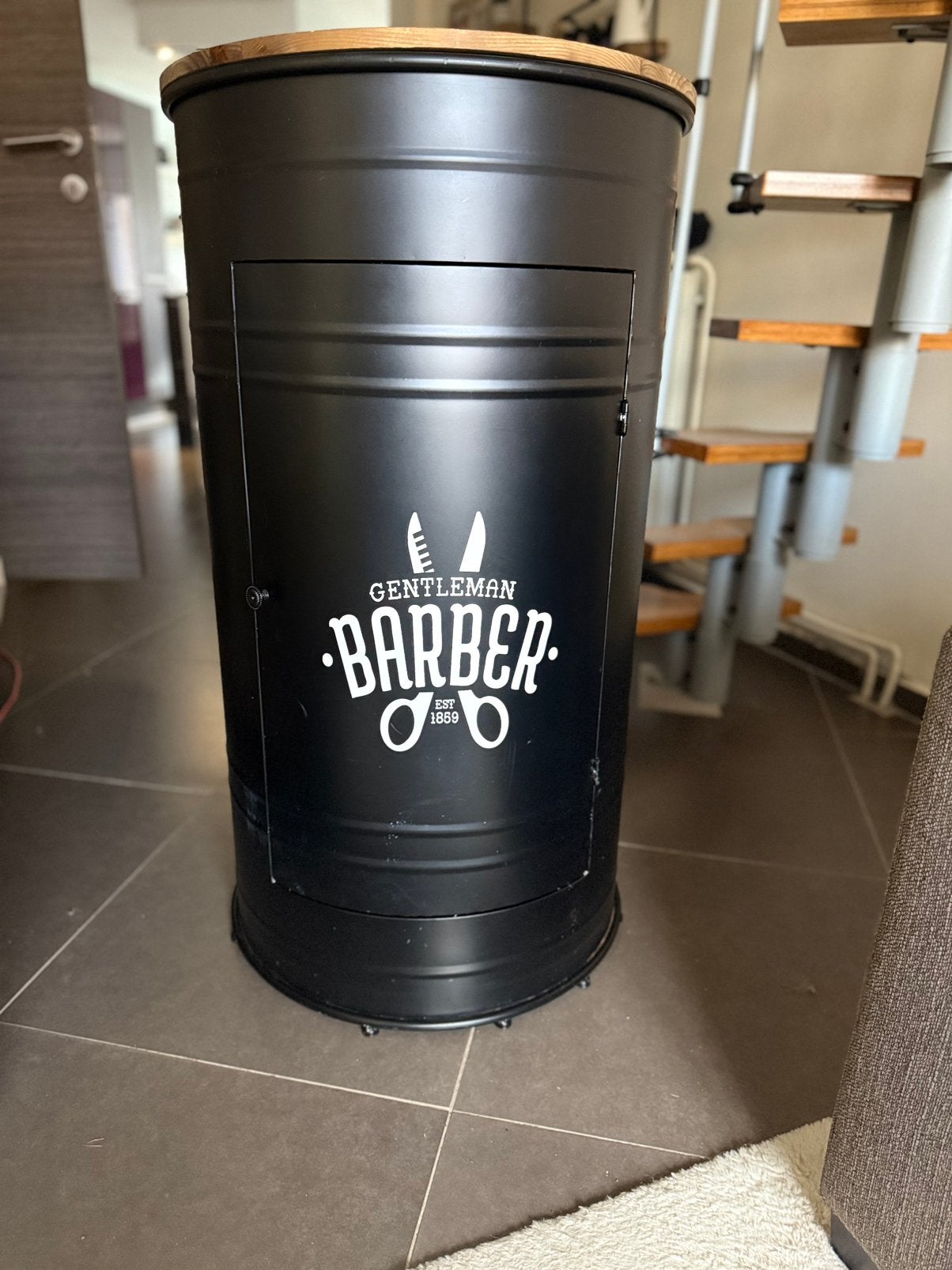Zwarte Stalen en massief vurenhouten Barkast, Huis en Inrichting, Ophalen