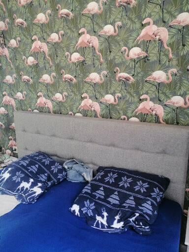 Tete de lit 170 cm grise, Autres dimensions, Gris, Tissu, Comme neuf