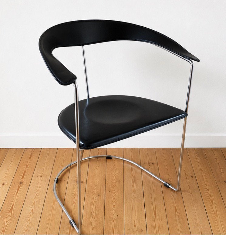 Fauteuil vintage Arrben Ursula, Italie, 1980s, Maison & Meubles, Chaises, Comme neuf, Enlèvement, Noir, Cuir