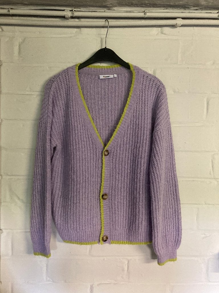 Lila cardigan, Fish & Chips, maat 170 prima staat, Kinderen en Baby's, Kinderkleding | Maat 170, Fish & Chips, Meisje, Trui of Vest