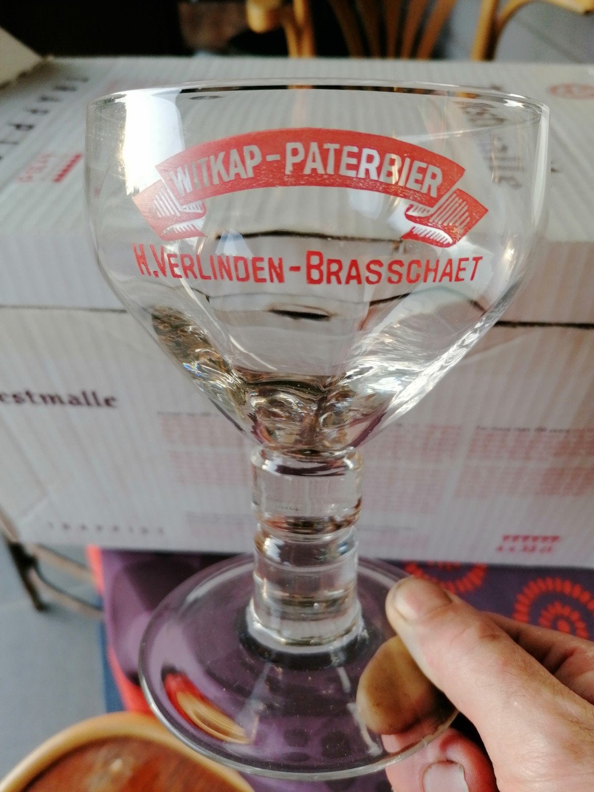 Oud gezuurd bierglas Witkap-Brasschaet., Verzamelen, Ophalen of Verzenden