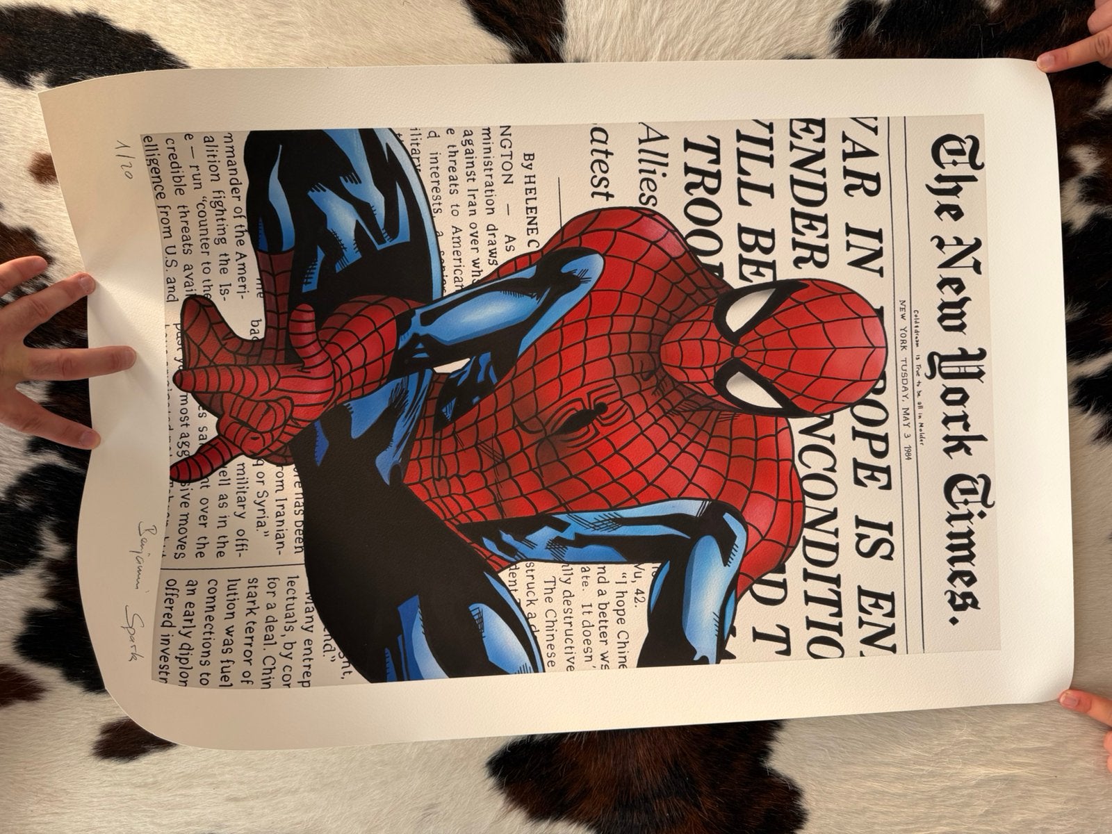 Benjamin Spark Spiderman 1/20, Ophalen of Verzenden, Acrylverf, Stripfiguren/cartoons