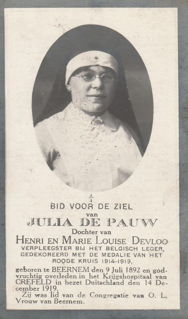 Verpleegster bij het Belgisch leger 1914-18 uitleg zie foto, Ophalen