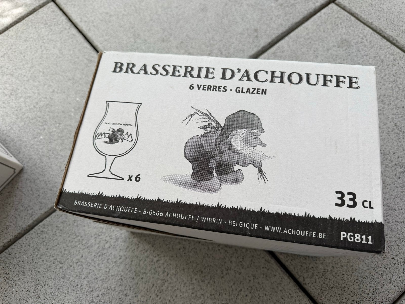 La Chouffe bierglazen 6x 33cl, Ophalen, Zo goed als nieuw, Bierglas