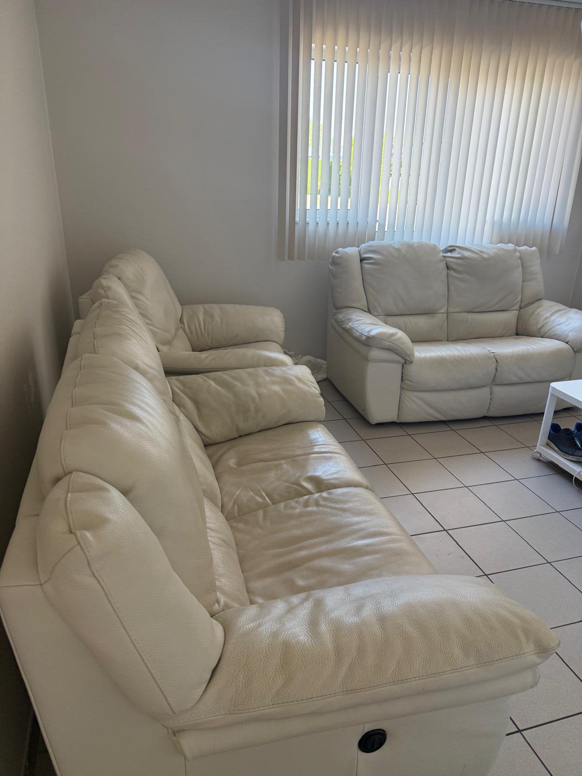 Lederen salonset – 1-zit + 2-zit + 2-zit relax, Huis en Inrichting, Ophalen, Gebruikt, Leer