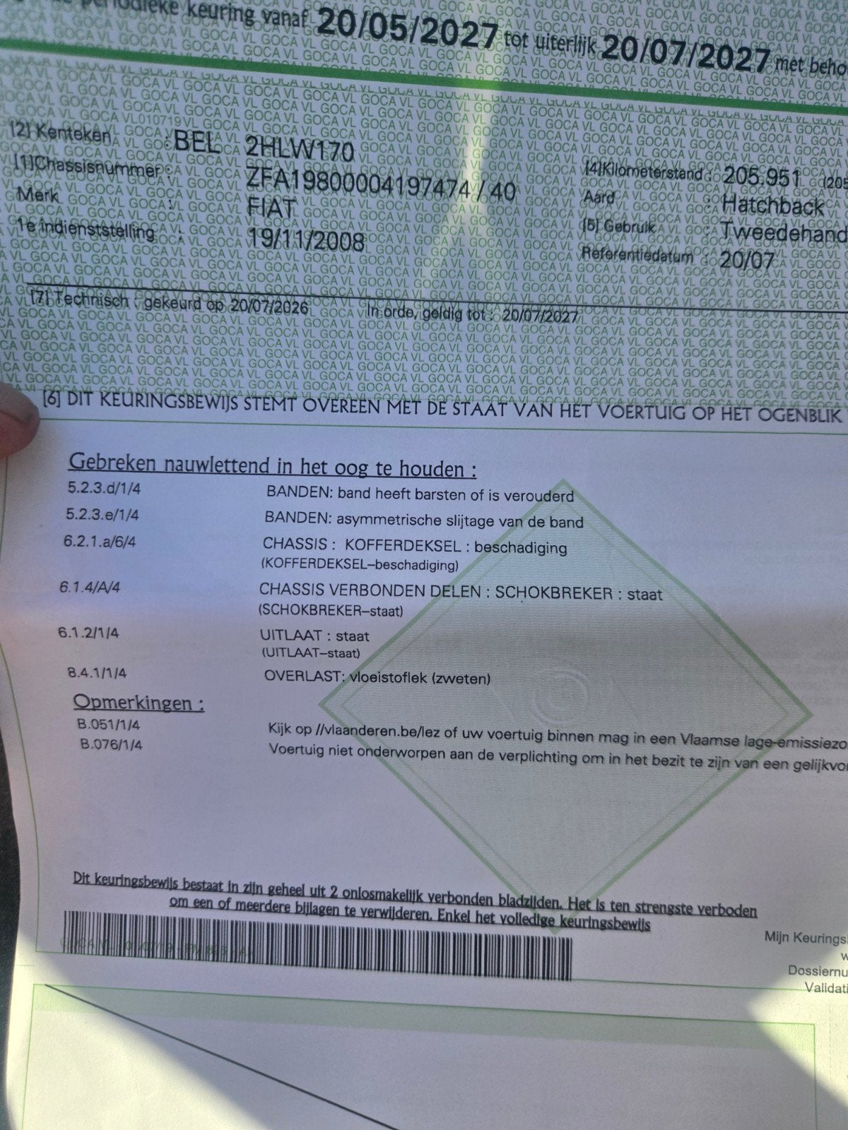 fiat auto otomatiqeu, Ophalen