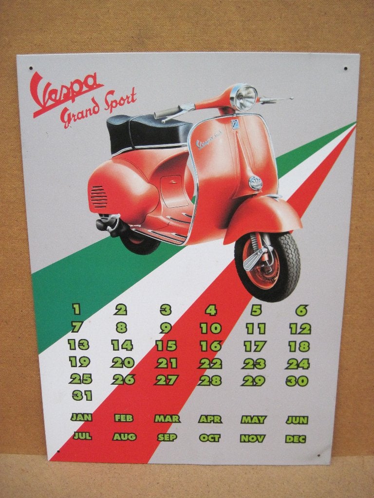 Vespa kalender in blik, Fietsen en Brommers, Ophalen of Verzenden