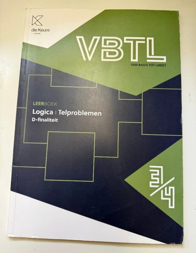 VBTL- Leerboek Logica - Telproblemen D-finaliteit - 3/4, Boeken, ASO, Die keure, Zo goed als nieuw, Wiskunde A