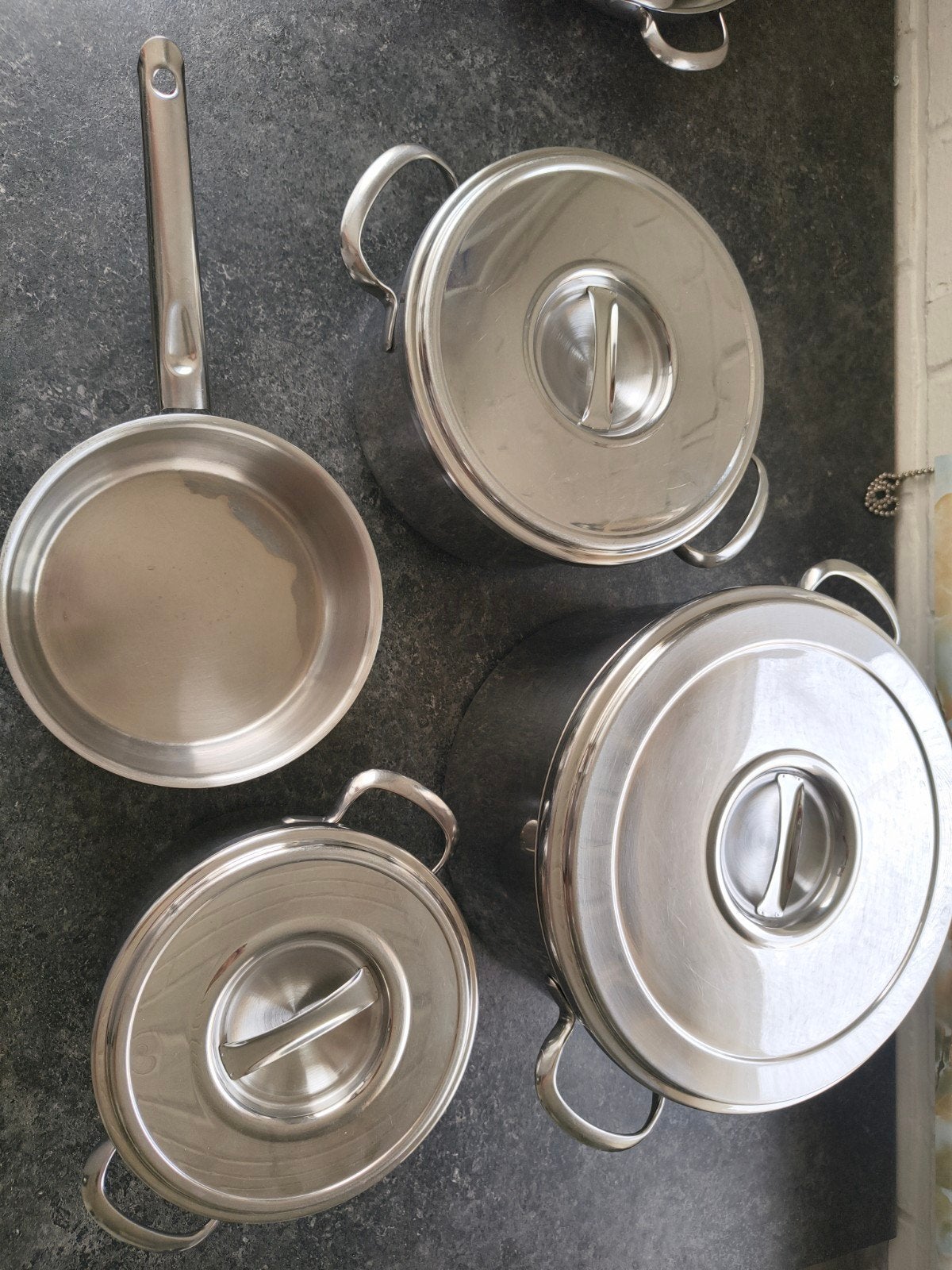 pottenset met pannen, Met deksel, Ophalen, Gebruikt, Inox