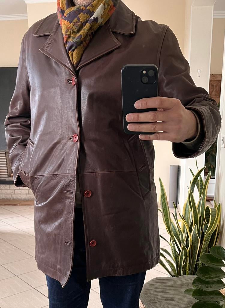 SILVER VALLEY LEREN JAS IN PERFECTE STAAT, Kleding | Heren, Jassen | Winter, Zo goed als nieuw, Maat 52/54 (L), Bruin, Ophalen