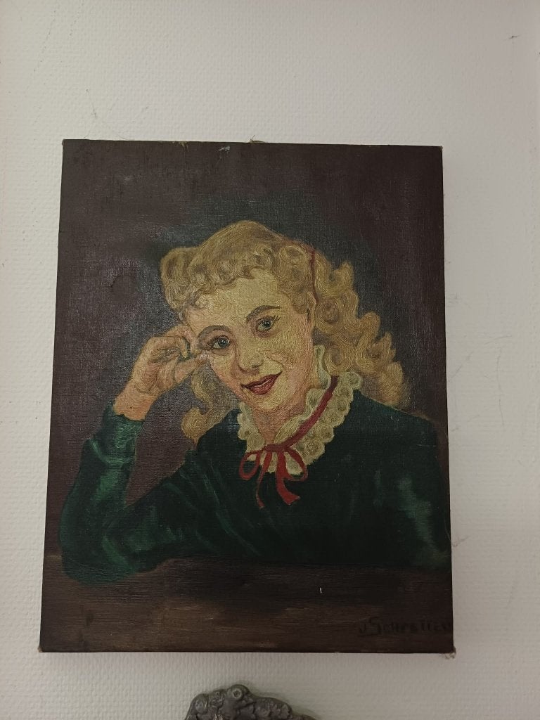 Tableau ancien - Portrait de femme  par Josef SCHRETTER, Portrait ou Personnes, Enlèvement ou Envoi, Peinture à l'huile, Peint à la main