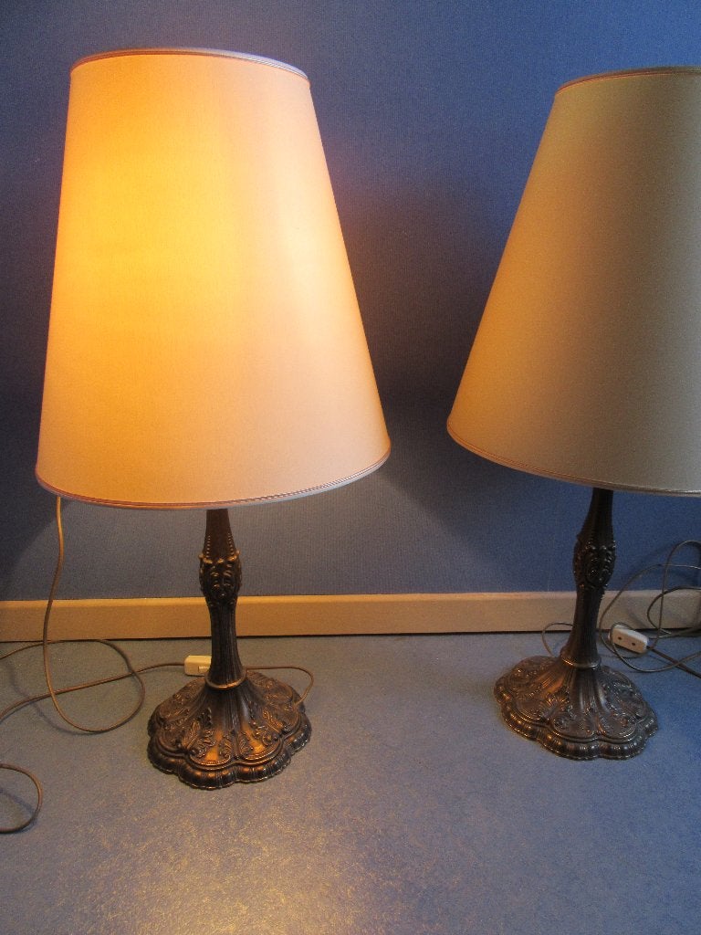 2 lampes de salon ou de chevet, Avec abat-jour, Enlèvement, Utilisé, Métal