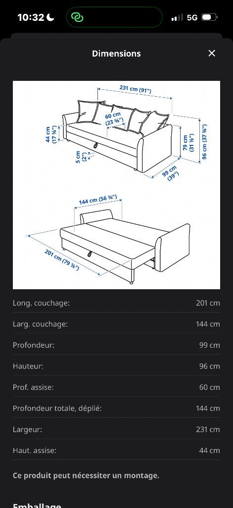 Canapé convertible ikea, Maison & Meubles, Enlèvement, Comme neuf, Quatre personnes ou plus