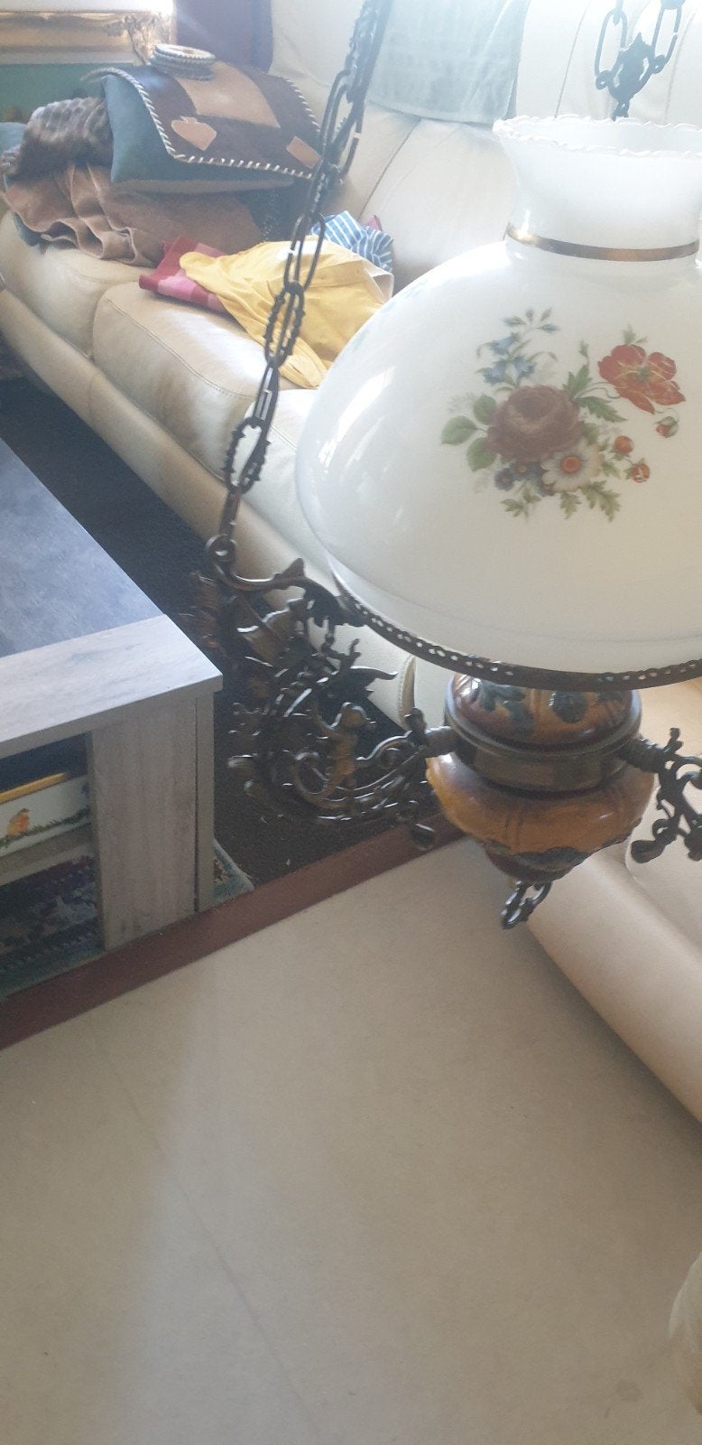 7 Oude antieke koperen luster, Huis en Inrichting, Lampen | Kroonluchters, Ophalen