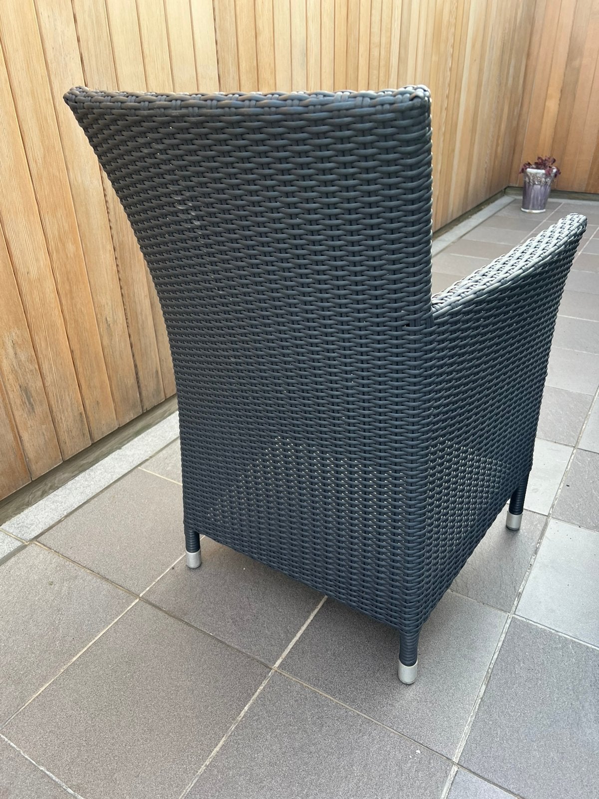 Tuintafel inox 318 met blauwe hardsteen blad en stoelen, Jardin & Terrasse, Tables de jardin, Enlèvement, Utilisé, Rectangulaire