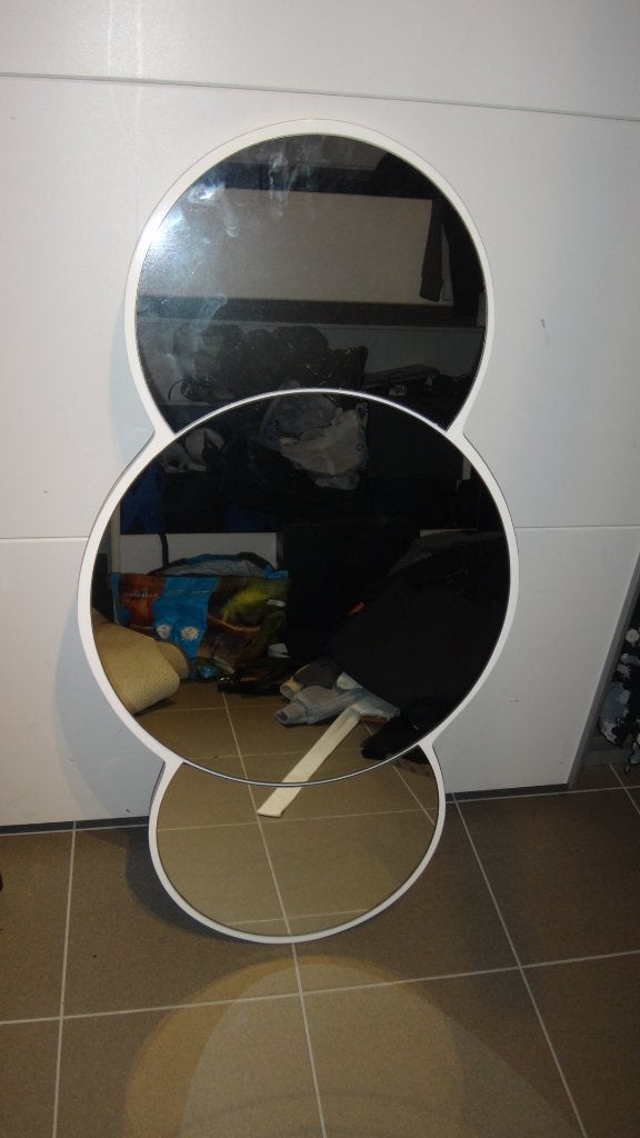 witte spiegel, Ophalen, 100 tot 150 cm, Rond, Zo goed als nieuw