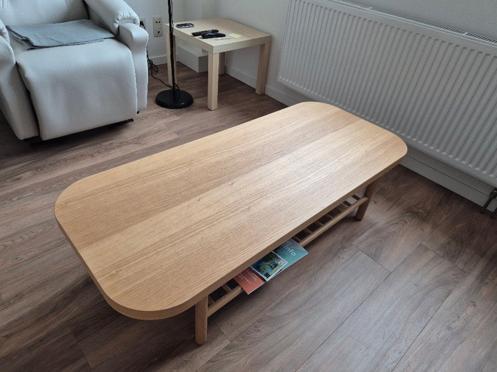 IKEA - Listerby - eikenfineer salontafel, 100 à 150 cm, Enlèvement ou Envoi, Comme neuf, 50 à 100 cm