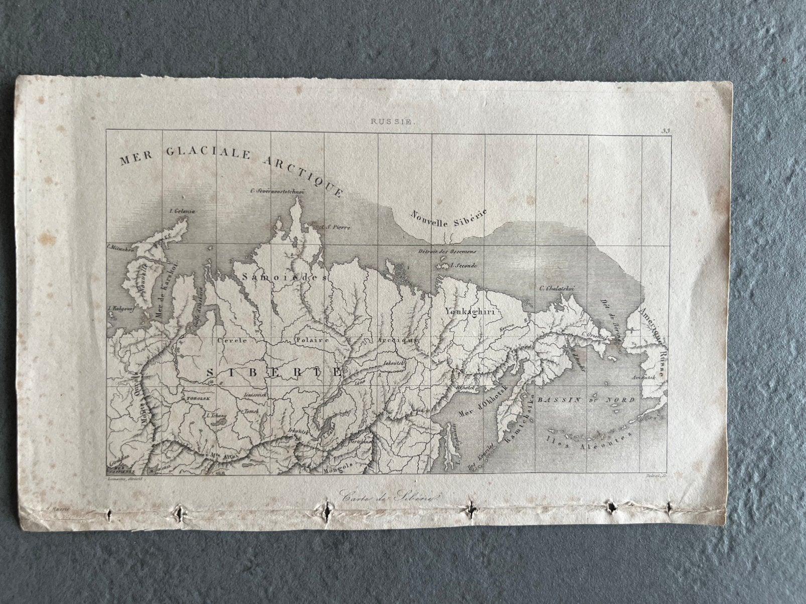 Carte ancienne gravée de Sibérie – Levasseur – XIXe siècle, Enlèvement ou Envoi, Gravure