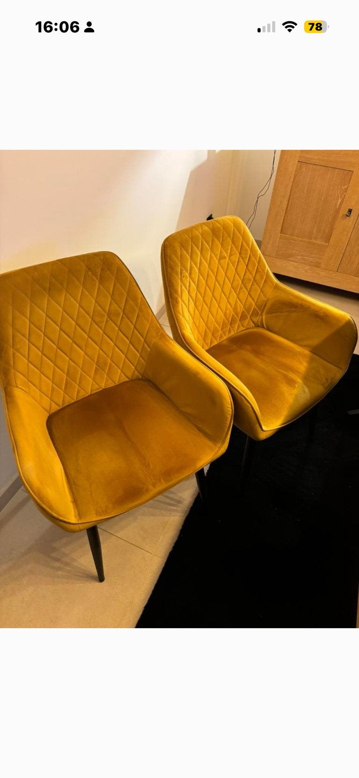 Velvet stoelen 4 stuks, Ophalen, Zo goed als nieuw, Vier