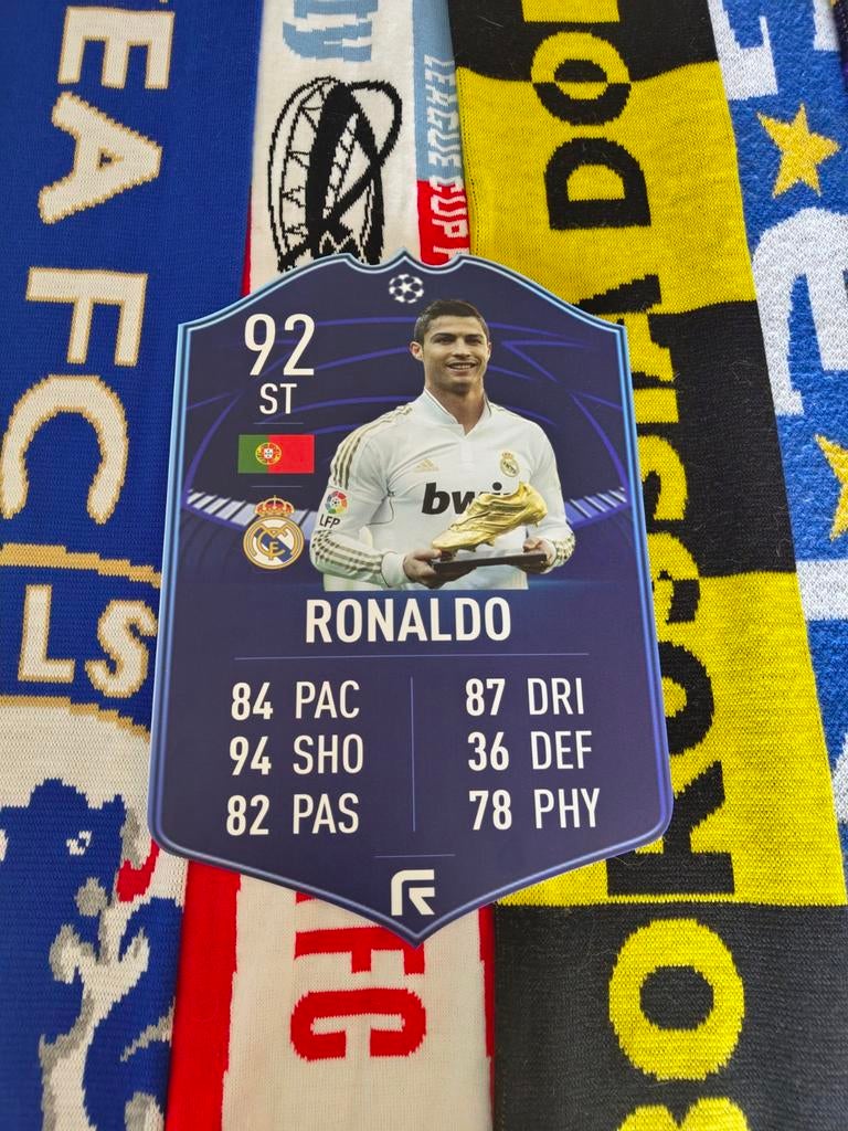 Voetbalkaartje (37cmx25cm) - Cristiano Ronaldo / Real Madrid, Ophalen, Zo goed als nieuw, Poster, Plaatje of Sticker