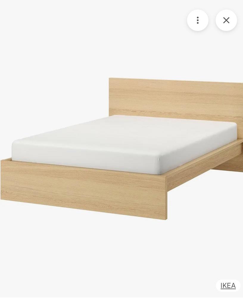 Cadre de lit malm ikea, Ophalen, Gebruikt, Beige, Tweepersoons