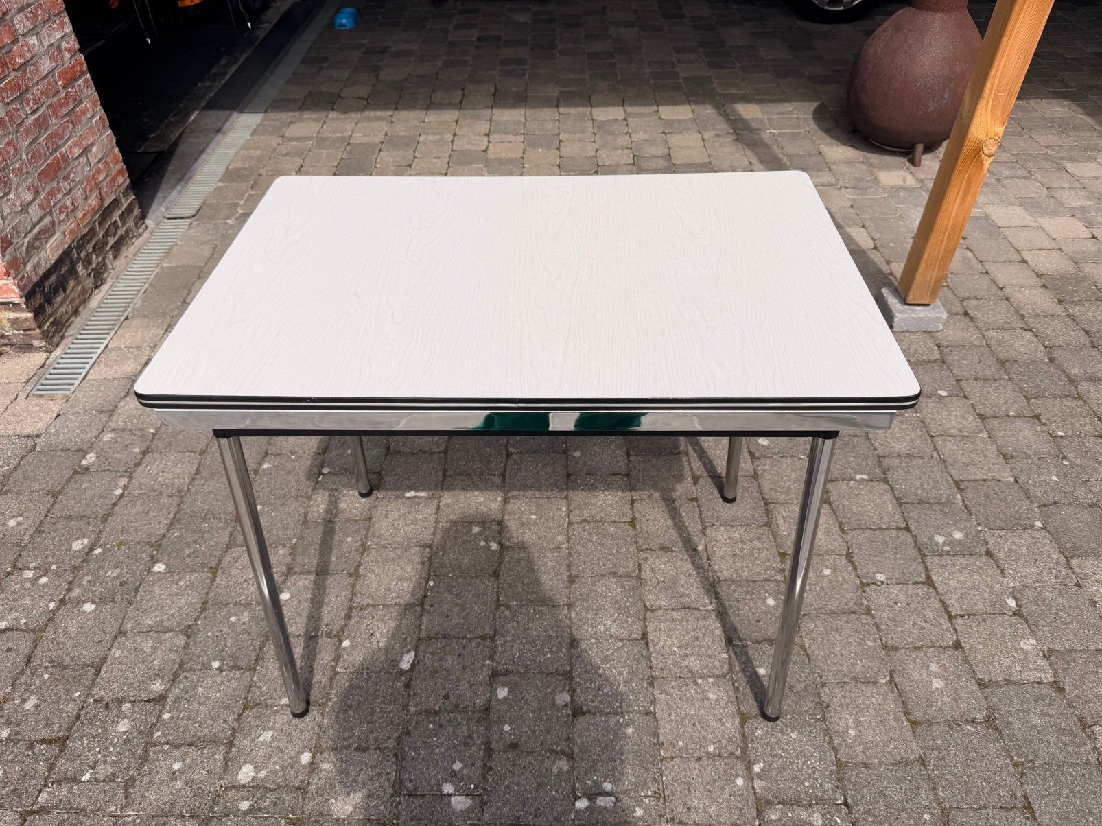 Retro uitschuifbaar tafeltje, Caravans en Kamperen, Ophalen, Zo goed als nieuw