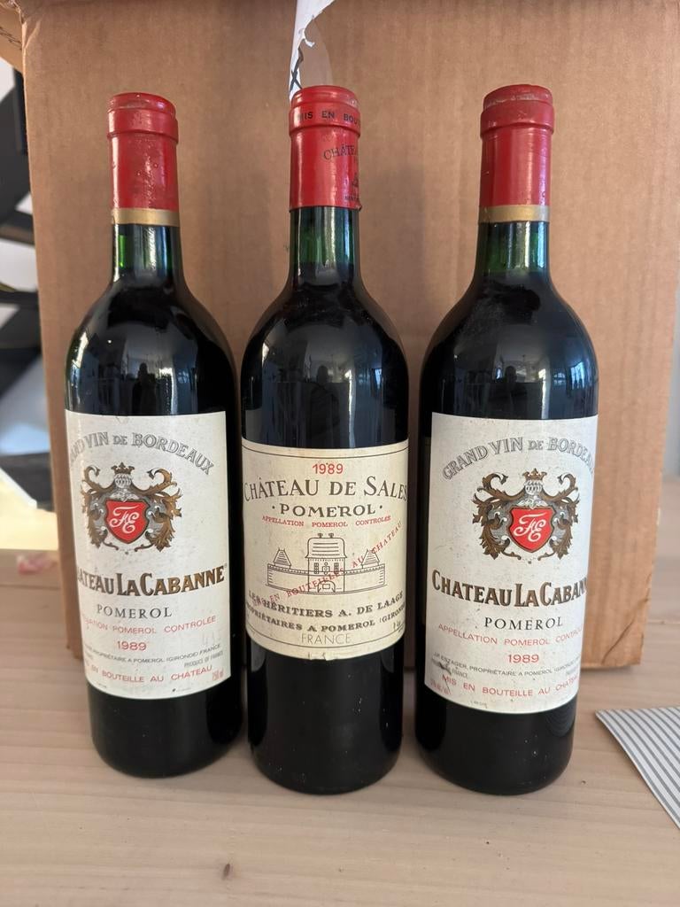 2 x la Cabanne 1989 + 1x de Sales 1989, Verzamelen, Wijnen, Ophalen, Zo goed als nieuw